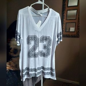 White mesh jersey/swimsuit cover up